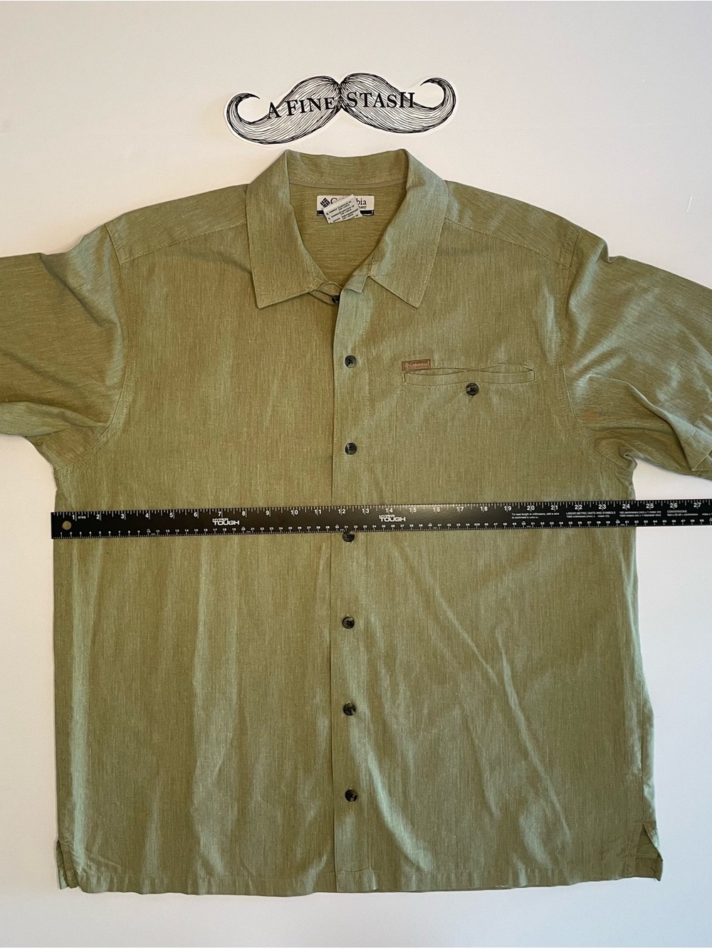 Columbia Tropic Weight Shirt Large Green Cotton Short Sleeve Button Up AM7559
